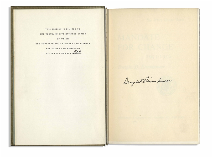 Dwight D. Eisenhower Signed Limited Edition of His Memoir, ''The White House Years'' -- Uninscribed, #823 of the Limited Edition
